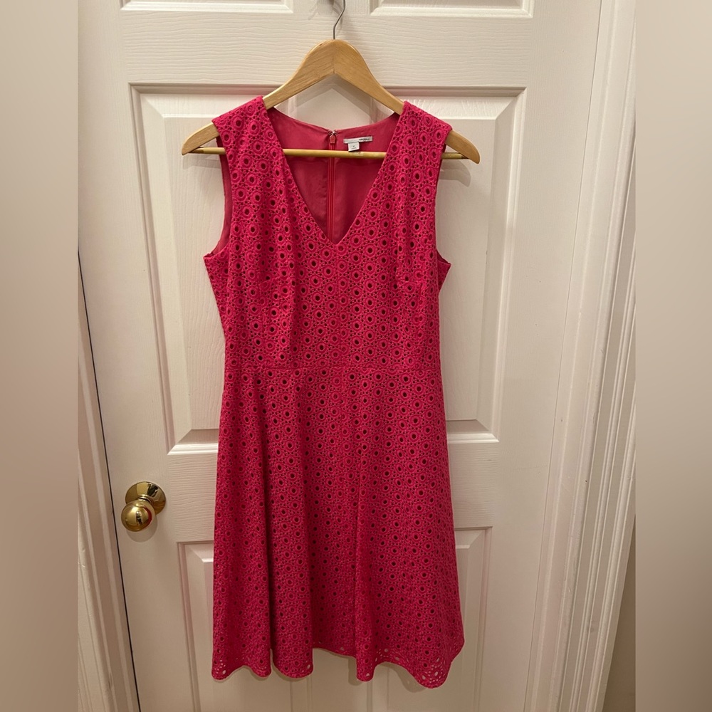 Halogen pink eyelet lace dress.